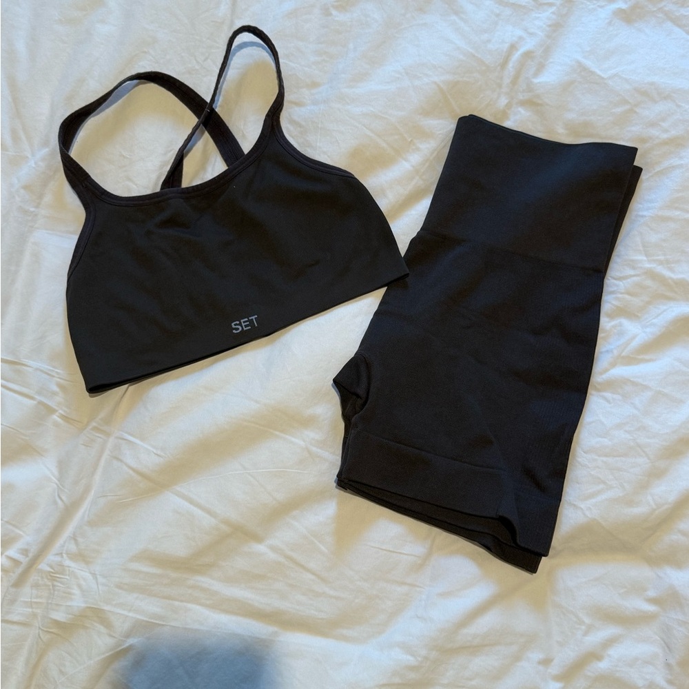 Women's Espresso Bike Shorts and Sports Bra Set